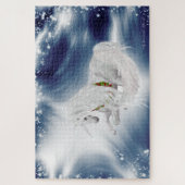Groß - Winter Storm Fantasy Holiday Unicorn Puzzle (Vertikal)