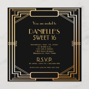 Großartig Gatsby Inspirierte Art Deco Sweet 16 Ein Einladung
