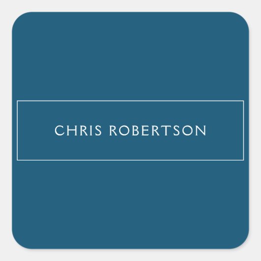 Großartig Ihr Name Ocean Blue White Custom Quadratischer Aufkleber (Vorderseite)
