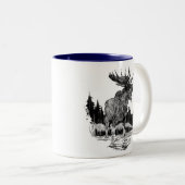 Großartige alte Elchkaffee-Tasse Zweifarbige Tasse (VorderseiteRechts)