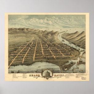 Großartige antike panoramische Karte Poster