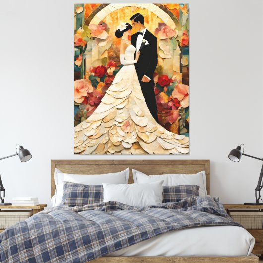 Großartige Braut und Groom Collage Leinwanddruck (Insitu (Schlafzimmer))