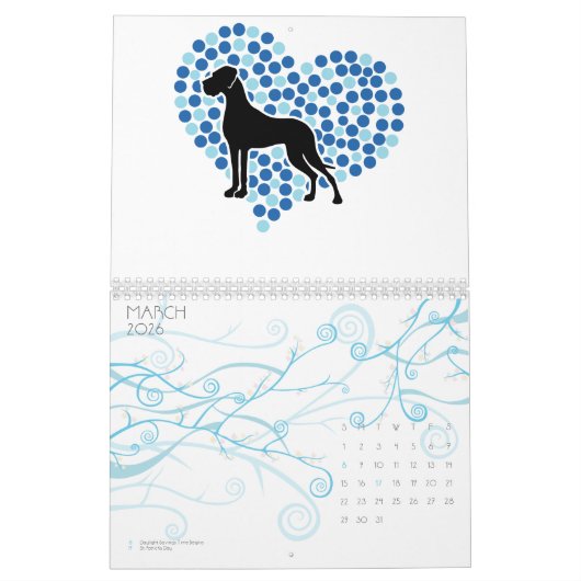 Großartige Dane-Grafik Kalender (Mär 2026)