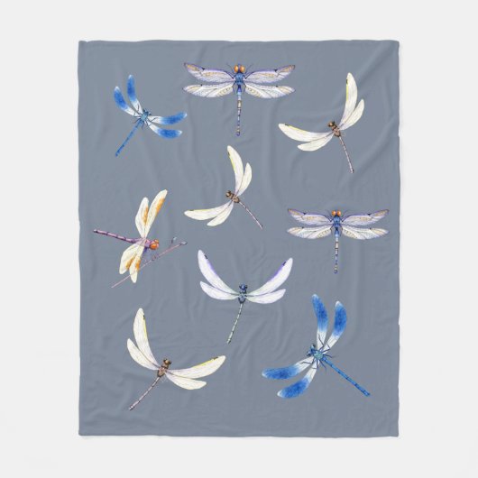 Großartige Dragonfliegen in Flight on Gray Fleecedecke (Vorderseite)