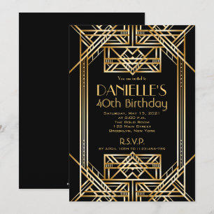 Großartige Gatsby-inspirierte Art-Deco-Geburtstags Einladung