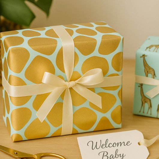 Großartige Giraffe Printminze und Gold Geschenkpapier Set