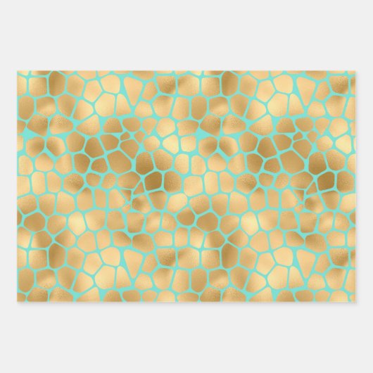 Großartige Giraffe Printminze und Gold Geschenkpapier Set (Vorderseite 3)