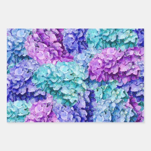 Großartige Hydrangea-Blüten Geschenkpapier Set (Vorderseite)