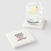 Großartige Ideen beginnen mit Kaffee Steinuntersetzer (Seitenansicht)