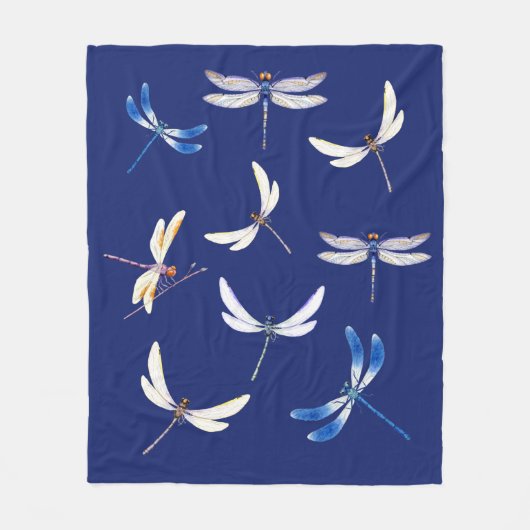 Großartige Libellen in Flight on Dark Blue Fleecedecke (Vorderseite)