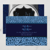 Großartige Mehndi-Mandalas (blau) Hochzeit Einladung (Vorne/Hinten)