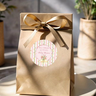 Großartige Millennial-Rosa-Teeparty-Baby- Shower-F Runder Aufkleber