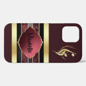 Großartige Personalisierte Gold/Maroon iPhone Case (Rückseite (Horizontal))