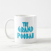 Großartige Poobah blaue Schriftart-Produkte Kaffeetasse (Links)