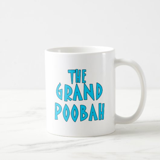 Großartige Poobah blaue Schriftart-Produkte Kaffeetasse (Rechts)