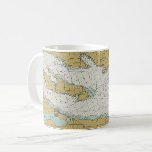 Großartige Querbucht-Michiganseediagramm-Tasse Kaffeetasse (Vorderseite Links)