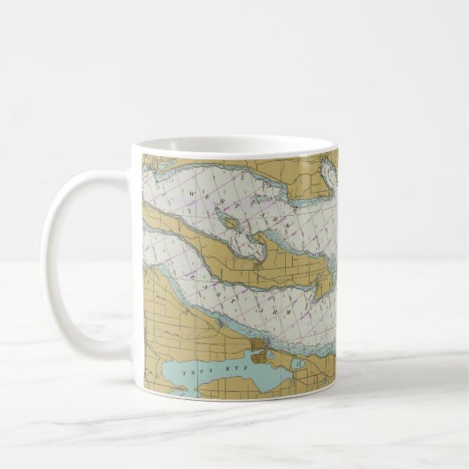 Großartige Querbucht-Michiganseediagramm-Tasse Kaffeetasse (Links)