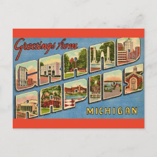 Großartige Retro-Ansichtskarte aus Grand Rapids Postkarte