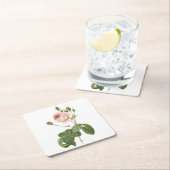 großartige Rose mit Kohlensauger von Redouté Rechteckiger Pappuntersetzer (Vor Ort)