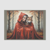 Großartige rote Reithaube mit dem Wolf Seidenpapier (Vorderseite)