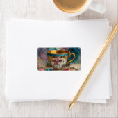 Großartige Teacup Mixed Media Collage Malerei Adressaufkleber (Insitu)