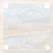 Großartige Teton Gebirgsfluss-Ansicht in Herbst Glasuntersetzer (Rückseite)