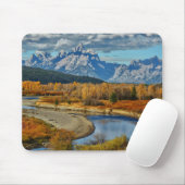 Großartige Teton Gebirgsfluss-Ansicht in Herbst Mousepad (Mit Mouse)