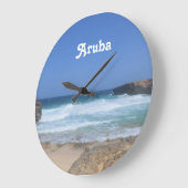 Großartige Wellen in Aruba Große Wanduhr (Winkel)