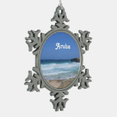 Großartige Wellen in Aruba Schneeflocken Zinn-Ornament (Links)
