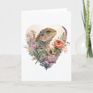 Großartiger Bartdrache in Blume Valentinstag Feiertagskarte