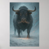 Großartiger Bulle in zauberhafter Schneelandschaft Poster (Vorne)