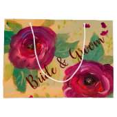 Großartiger Burgunder Rose Designer Große Geschenktüte (Rückseite)