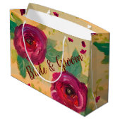 Großartiger Burgunder Rose Designer Große Geschenktüte (Rückseite Schrägansicht)