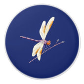 Großartiger Dragonfly am Zweig in Dunkelblau Keramikknauf (Vorderseite)