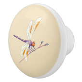 Großartiger Dragonfly auf dem Zweig auf Tan Keramikknauf (Rechts)