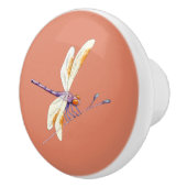 Großartiger Dragonfly auf dem Zweig auf Terra Cott Keramikknauf (Rechts)