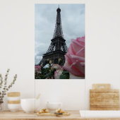 Großartiger Eiffelturm mit rosa Roses Paris Poster (Küche)