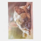 Großartiger französischer Bulldog liegt runter Geschirrtuch (Vertikal)