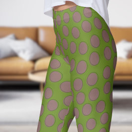 Großartiger grüner Olivendrab Polka Dot Muster Leggings