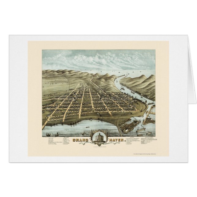 Großartiger Hafen, panoramische Karte MI - 1874 (Vorderseite (Horizontal))