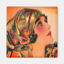 Großartiger Orange Flapper 20's Gal mit Scarf Magn