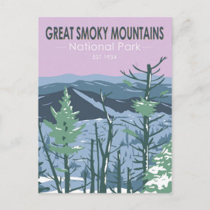 Großartiger Retro-Aufdruck des Great Smoky Mountai Postkarte