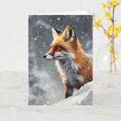 Großartiger Roter Fox in sinkender Schneedecke Karte (Gelbe Blume)