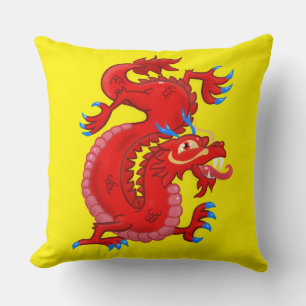 Großartiger, roter, orientalischer Drache Kissen
