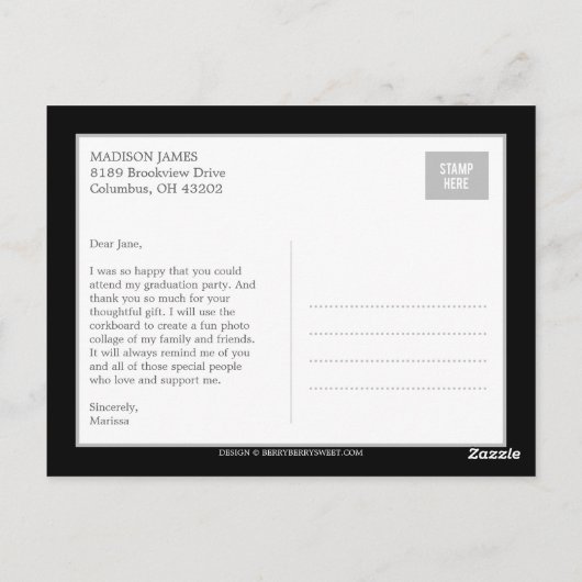 Großartiger Script-Abschluss Vielen Dank Postkarte (Rückseite)