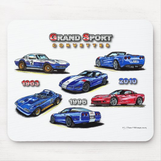 Großartiger Sport Korvetten 1963, 1996, 2010 Mousepad (Vorne)