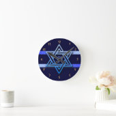 Großartiger Star von David On blue Background jewi Runde Wanduhr (Zuhause)