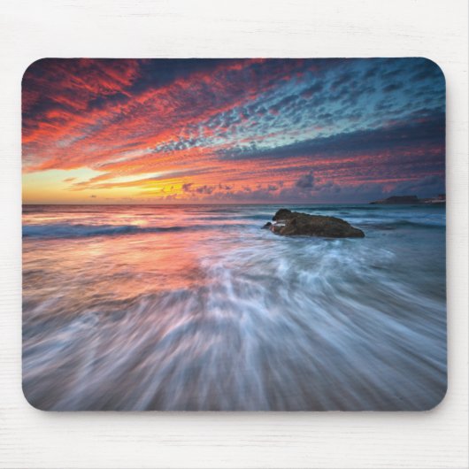 Großartiger Steinstrand des Sonnenuntergang-|, EL Mousepad (Vorne)