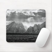 Großartiger Teton Gebirgszug in Schwarzweiss Mousepad (Mit Mouse)