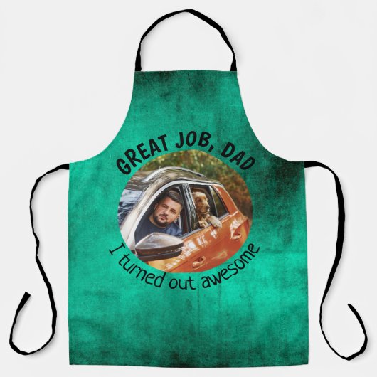 Großartiger Vater... Vatertag Custom Foto Green Schürze (Vorderseite)